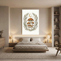 Whimsical Mushroom Folk Art Canvas Print Wall Art, Botanical Forest Decor - Mockup Display 8