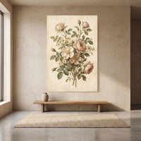 Vintage Floral Rose Bouquet Oil Painting Style Canvas Print Wall Art for Home - Mockup Display 8