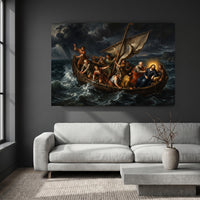 Jesus Calms the Storm Classic Spiritual Canvas Print Wall Art - Dramatic - Mockup Display 8