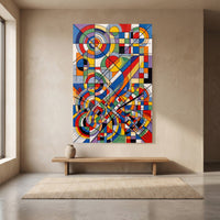 Abstract Geometric Cubist Style Canvas Print Wall Art Modern Dynamic Decor - Mockup Display 8