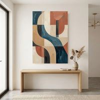 Abstract Geometric Teal Terracotta Canvas Print Wall Art for Modern Decor - Mockup Display 8
