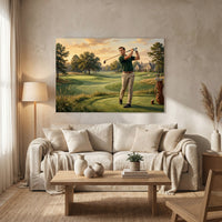 Classic Golfer Oil Painting Style Canvas Print Wall Art for Home Decor - Mockup Display 8