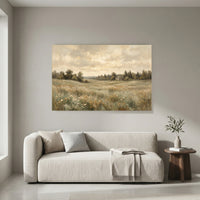 Rustic Field Landscape Oil Painting Style Canvas Print Wall Art for Serene Decor - Mockup Display 8