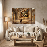 Curious Cat in Museum Oil Painting Style Canvas Print Wall Art, Elegant Gallery Decor - Mockup Display 8