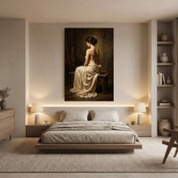 Classical Draped Woman Oil Painting Style Canvas Print Wall Art, Elegant Decor - Mockup Display 8