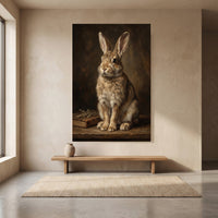 Charming Rabbit Oil Painting Style Canvas Print Wall Art, Rustic Decor - Mockup Display 8