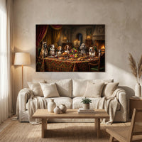 Grand Canine Feast Oil Painting Style Canvas Print Wall Art, Humorous Decor - Mockup Display 8