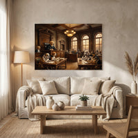 Canine Courtroom Drama Oil Painting Style Canvas Print Wall Art Humorous Decor - Mockup Display 8