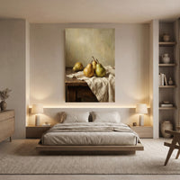 Rustic Pear Still Life Oil Painting Style Canvas Print Wall Art Kitchen Decor - Mockup Display 8