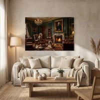 Regal Dogs in Opulent Study Oil Painting Style Canvas Print for Home Decor - Mockup Display 8
