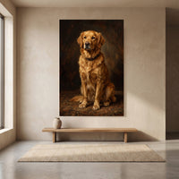 Elegant Golden Retriever Oil Painting Style Canvas Print Wall Art Classic - Mockup Display 8