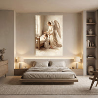 Guardian Angel Child Prayer Oil Painting Style Canvas Print Wall Art Divine - Mockup Display 8