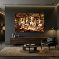 Charming Dog Chefs Oil Painting Style Canvas Print Wall Art for Kitchen Decor - Mockup Display 8