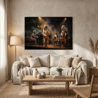Jazzy Dogs Band Classic Painting Style Canvas Print Wall Art for Sophisticated Decor - Mockup Display 8