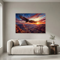 Majestic Bald Eagle Grand Canyon Oil Painting Style Canvas Print Wall Art Sunset - Mockup Display 8