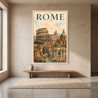Historic Rome Cityscape Illustration Canvas Print Wall Art, Iconic Italy - Mockup Display 8
