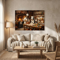 Chef Dogs Cooking Oil Painting Style Canvas Print Wall Art Rustic Kitchen Decor - Mockup Display 8