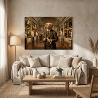 Golden Retriever Art Lover Oil Painting Style Canvas Print Wall Art, Gallery Decor - Mockup Display 8