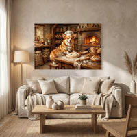 Charming Corgi Baker Oil Painting Style Canvas Print Wall Art, Rustic Bakery Decor - Mockup Display 8