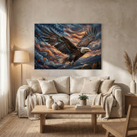 Majestic Bald Eagle American Flag Oil Painting Style Canvas Print Wall Art - Mockup Display 8