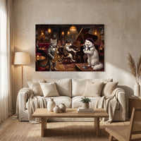 Sophisticated Jazz Cats Oil Painting Style Canvas Print Wall Art for Music Lovers - Mockup Display 8