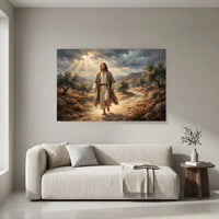 Jesus Christ Divine Light Oil Painting Style Canvas Print Wall Art, Inspirational Decor - Mockup Display 8