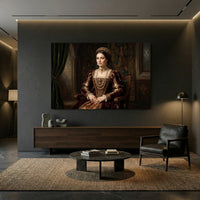 Elegant Noblewoman Portrait Oil Painting Style Canvas Print Wall Art, Majestic - Mockup Display 8