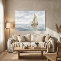 Serene Sailboat Watercolor Style Seascape Canvas Print Wall Art for Coastal Homes - Mockup Display 8