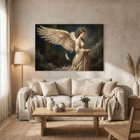 Angel Stretched Canvas Wall Art, Ethereal Winged Woman Print, Elegant Spiritual Room Decor