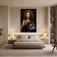 Jesus Christ Salvator Mundi Oil Painting Style Canvas Print Wall Art, Divine - Mockup Display 8