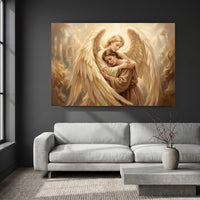 Serene Angelic Embrace Oil Painting Style Canvas Print Wall Art for Peace - Mockup Display 8