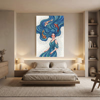 Mystical Water Maiden & Koi Fish Fantasy Canvas Print Wall Art, Serene Decor - Mockup Display 8