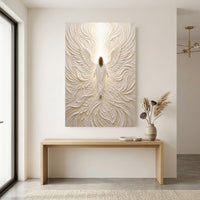 Divine Angelic Figure Textured Canvas Print Wall Art, Ethereal Sanctuary Decor - Mockup Display 8