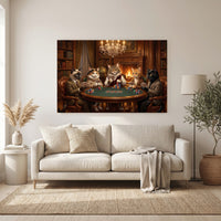Five Cats Playing Poker Canvas Wall Art, Classic Funny Cat Print, Man Cave Card Game Decor