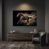 Golden mustang horse canvas wall art