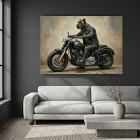Cane Corso Biker Stretched Canvas Wall Art, Funny Dog on Motorcycle Print, Man Cave Wall Decor