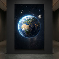 Earth and moon space canvas wall art