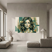 Art deco woman portrait canvas wall art