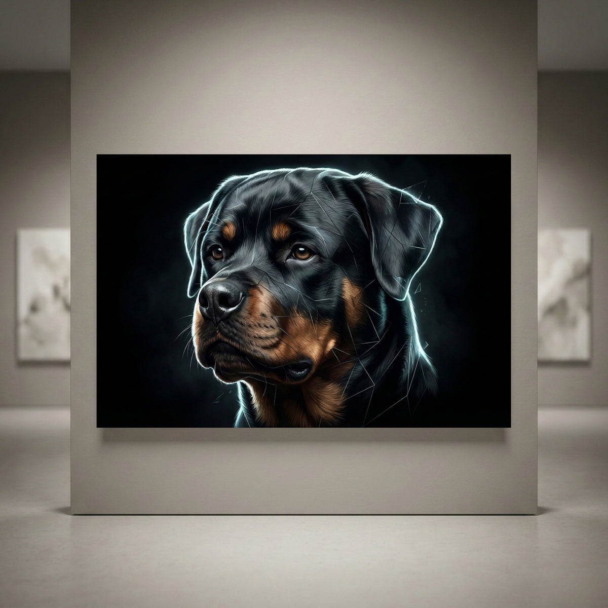 Electric Rottweiler portrait canvas art
