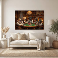Five Dogs Playing Poker Canvas Wall Art, Classic Funny Dog Print, Man Cave Card Game Decor