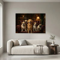 Five Dogs Movie Night Canvas Wall Art, Funny Dog Print, Popcorn and Remote Decor