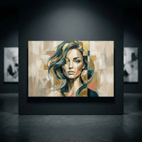 Modern fragmented woman portrait canvas wall art