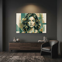 Art deco woman portrait canvas wall art