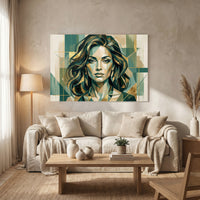 Art deco woman portrait canvas wall art
