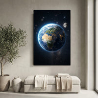Earth and moon space canvas wall art