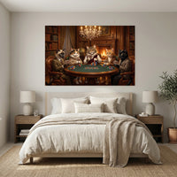 Five Cats Playing Poker Canvas Wall Art, Classic Funny Cat Print, Man Cave Card Game Decor