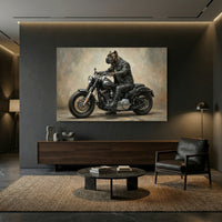 Cane Corso Biker Stretched Canvas Wall Art, Funny Dog on Motorcycle Print, Man Cave Wall Decor