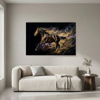 Golden mustang horse canvas wall art