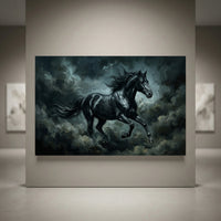 Black stallion stormy canvas wall art