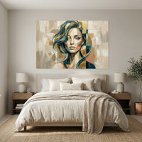 Modern fragmented woman portrait canvas wall art